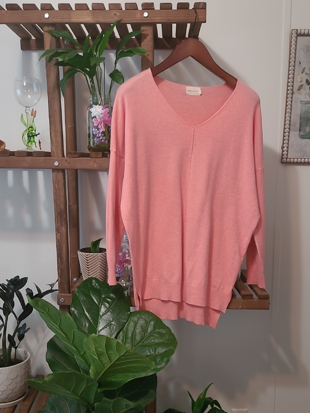 Soft Peach Colored Lightweight Knit Tunic